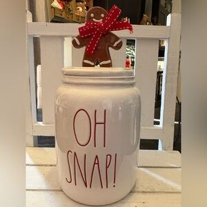 Rae Dunn White and Red 'Oh Snap!' Cookie Jar
